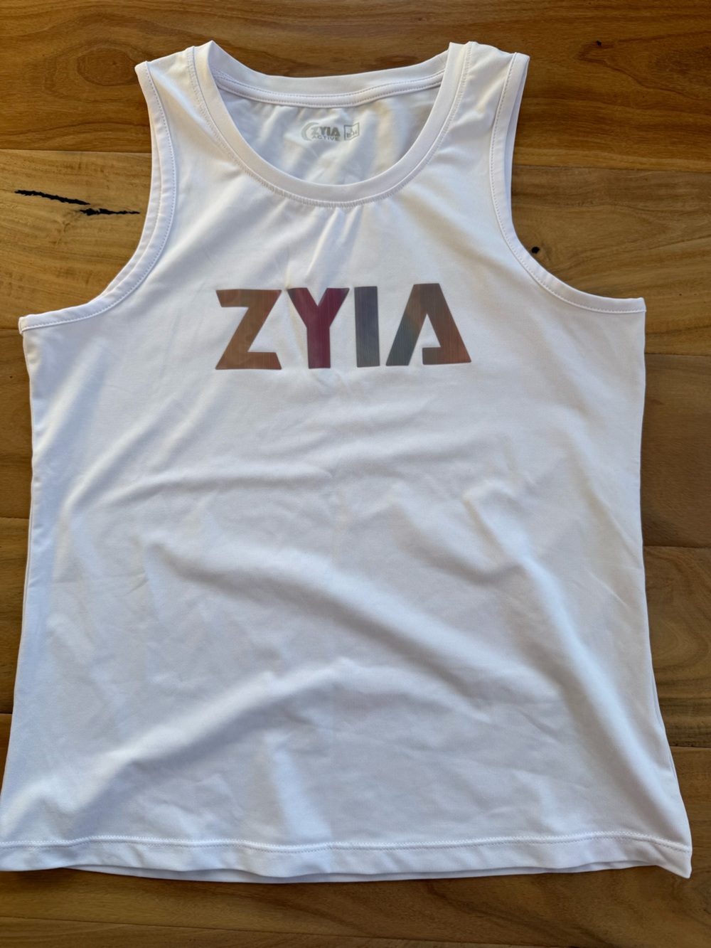ZYIA White Kids Tank Top with Multitone Logo